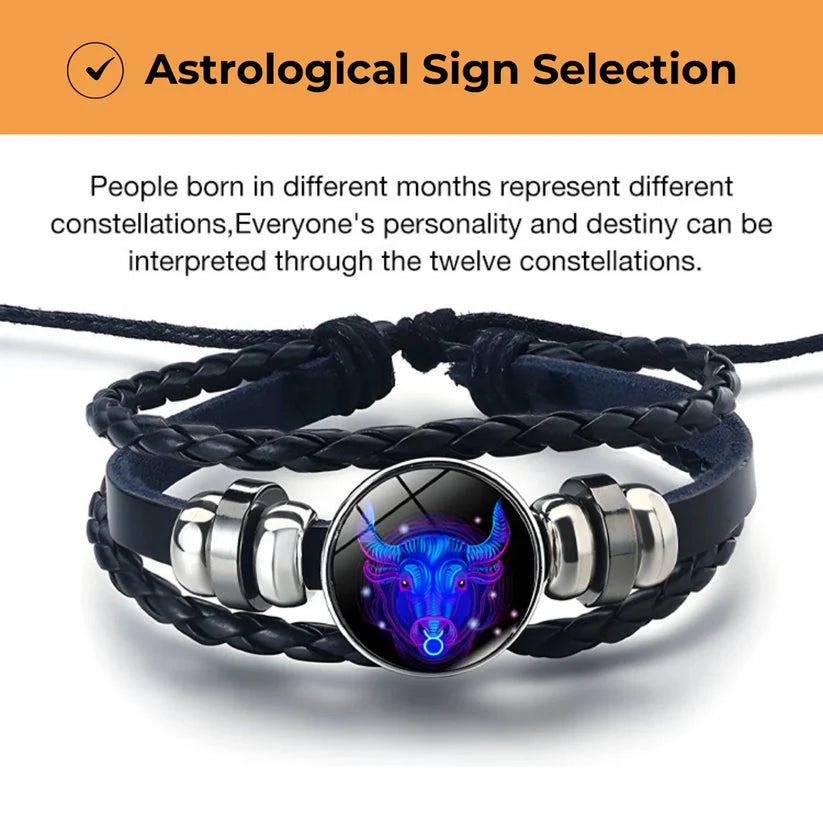 🔥Zodiac Constellation Guardian Black Leather Adjustable Bracelet 🔥- FLAT 50% OFF