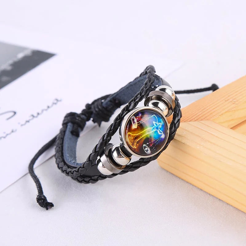 🔥Zodiac Constellation Guardian Black Leather Adjustable Bracelet 🔥- FLAT 50% OFF