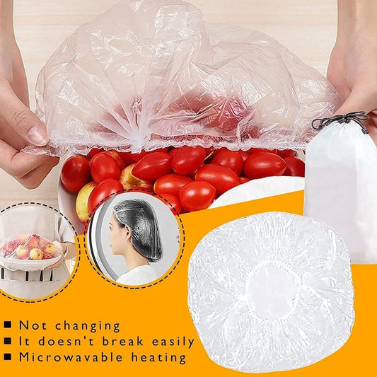 Food Covering Bag-Elastic Stretch Adjustable Bowl Lids Universa Plastic Bags Food Cover( 100 Pcs)